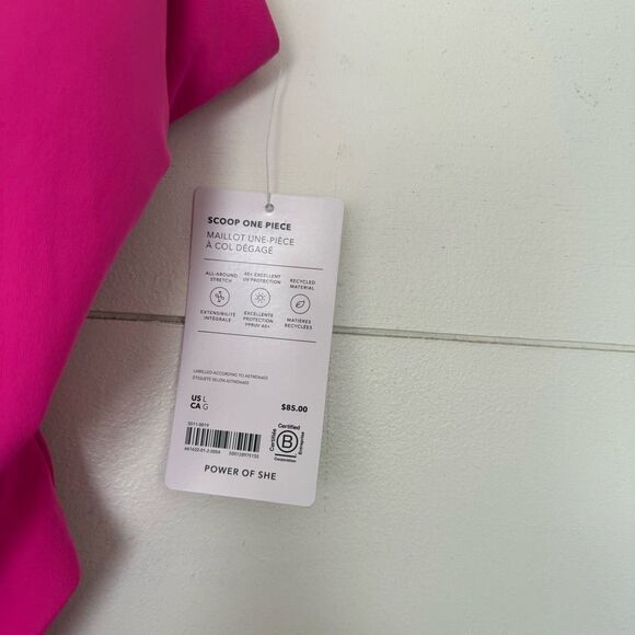 Athleta Women’s Large Pink Scoop One Piece Swim New Beach Pool - Picture 2 of 6